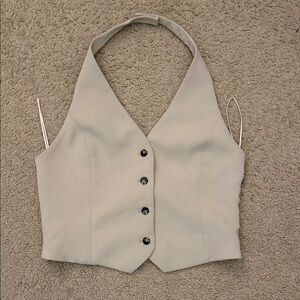 Wilfred Cream Button-Up Halter Top